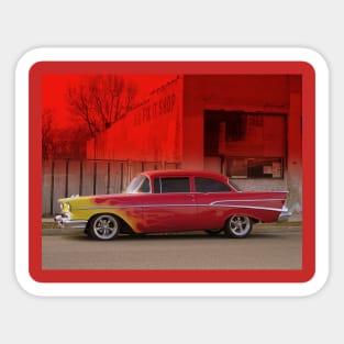 Red 1957 Chevy Flames Sticker